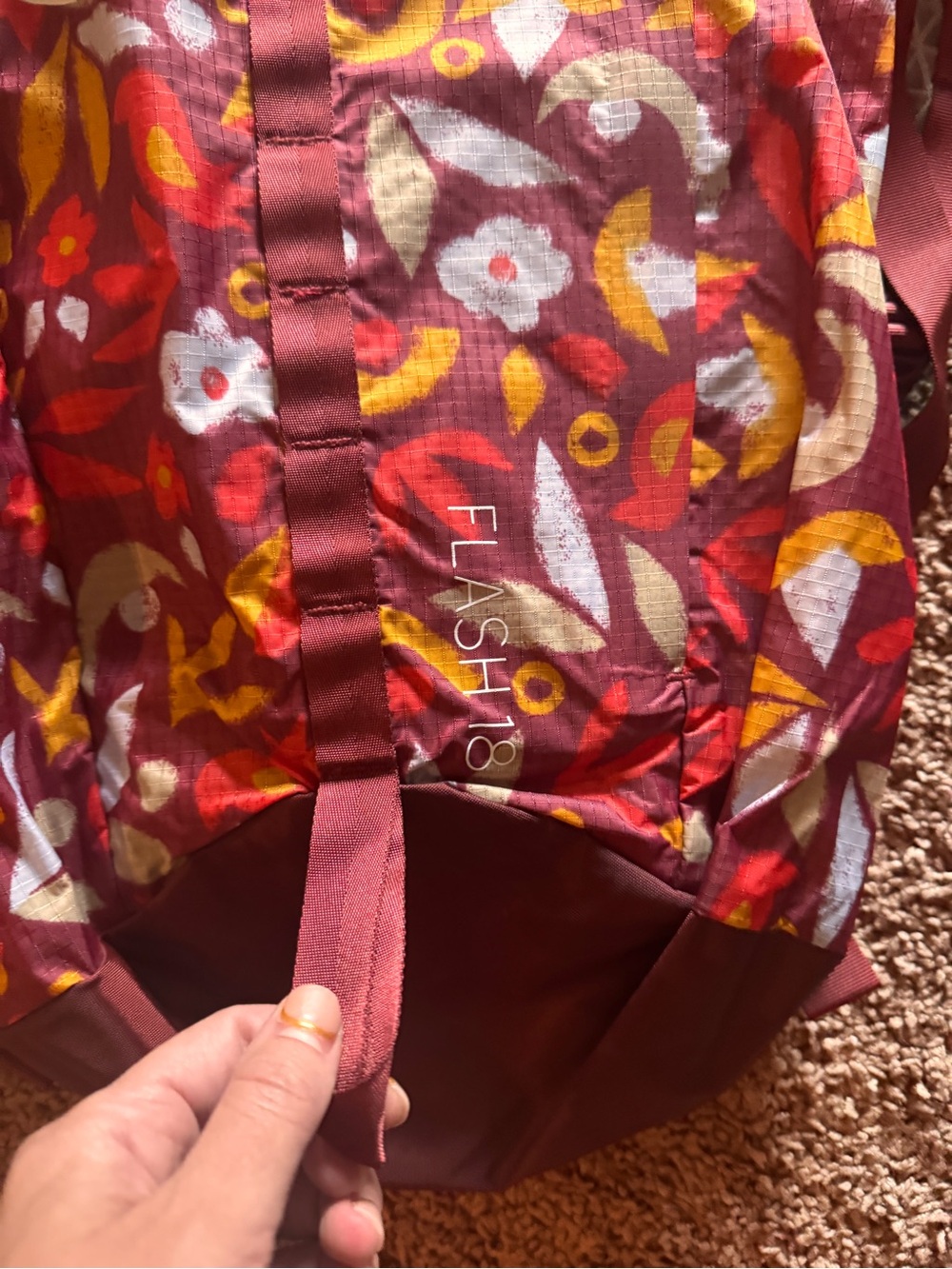 REI Co-op Patterned Red Drawstring Daypack - Picture 3 of 4